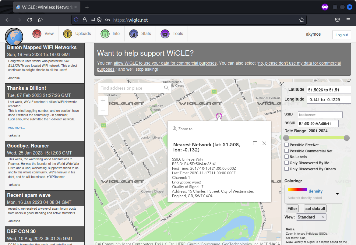 OhSINT - Wigle search