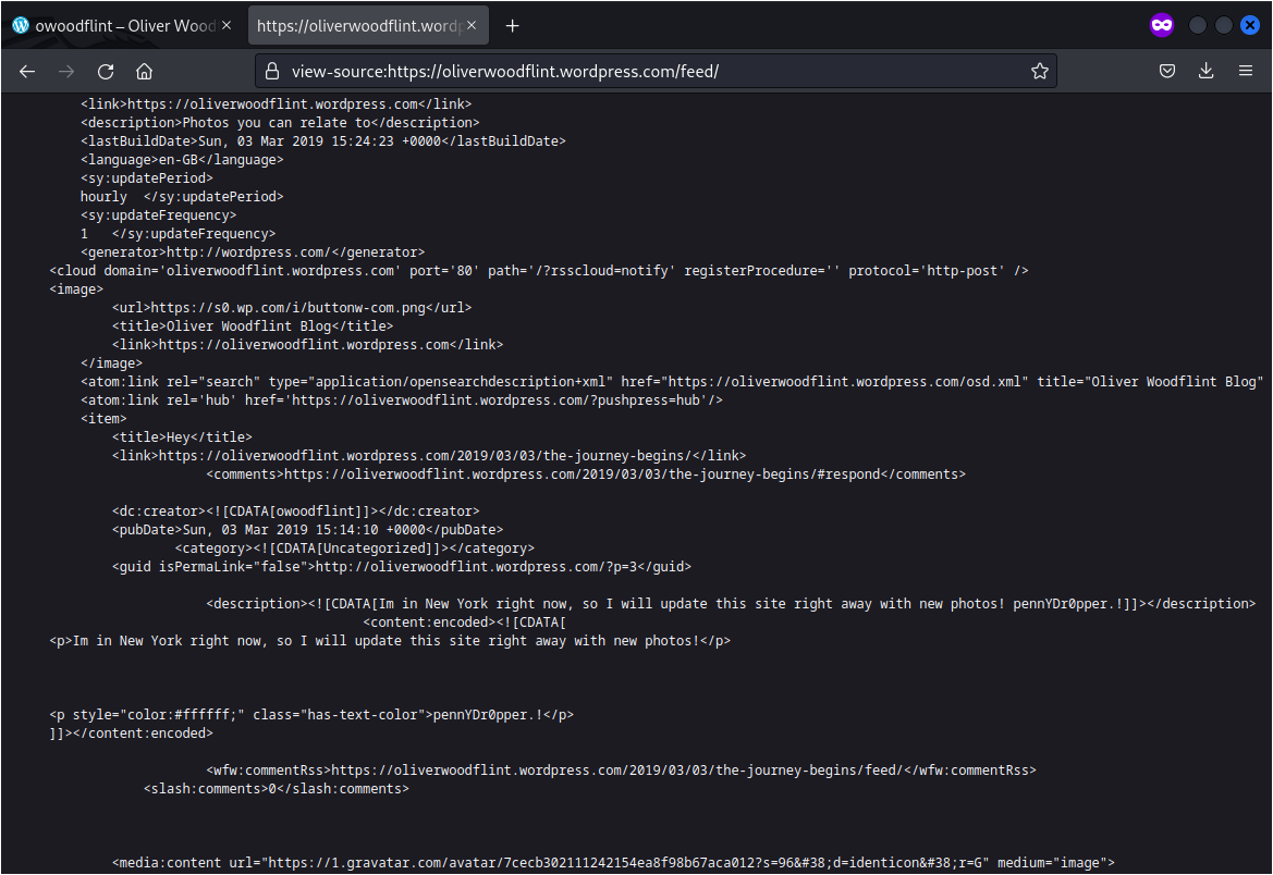 OhSINT - Wordpress account